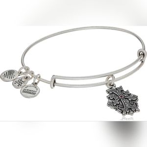 Alex & Ani Armenian Cross IV Silver Charm adjustable Bangle w/Swarovski Crystals